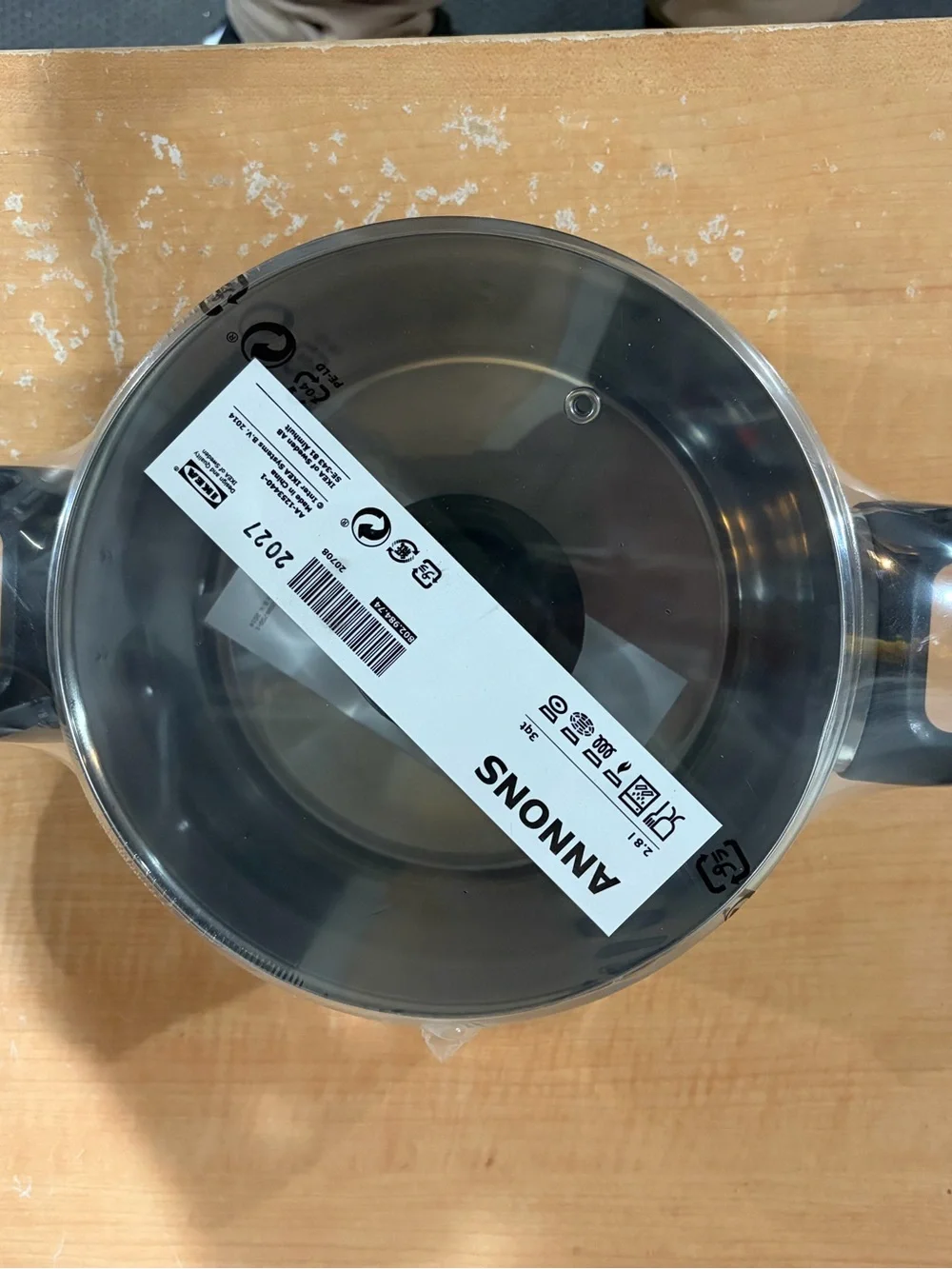 IKEA ANTONS Clear Glass Lid with Black Knob